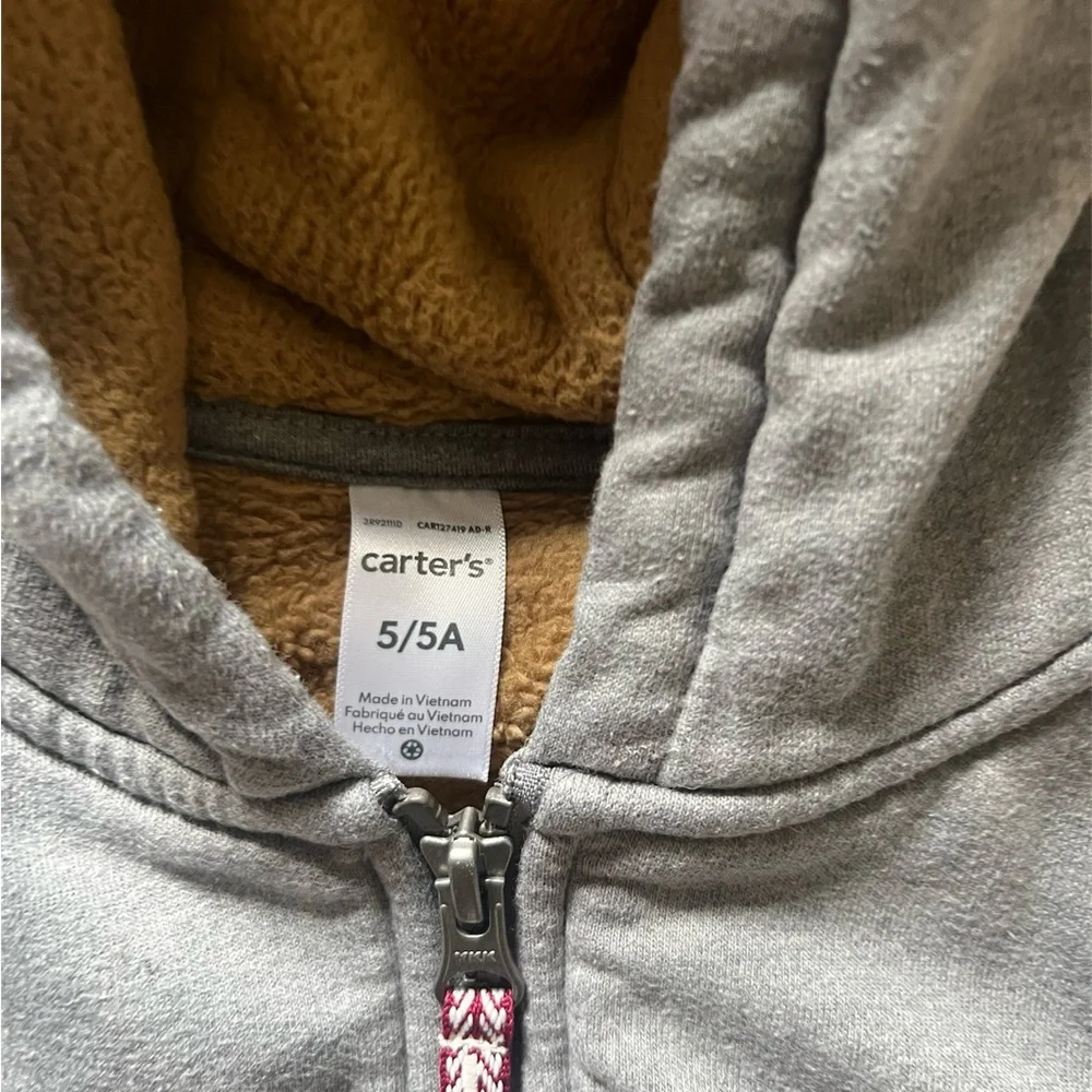 Carter’s Boys Grey Fleece Lined Zip Up Hoodie | 5